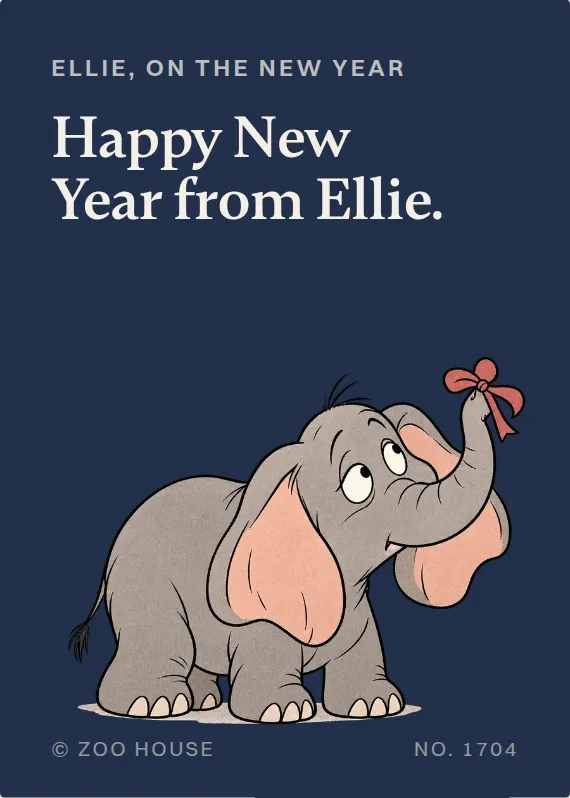 Ellie new year’s day card: Happy New Year from Ellie.