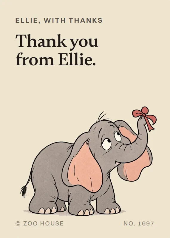 Ellie thank you card: Thank you from Ellie.