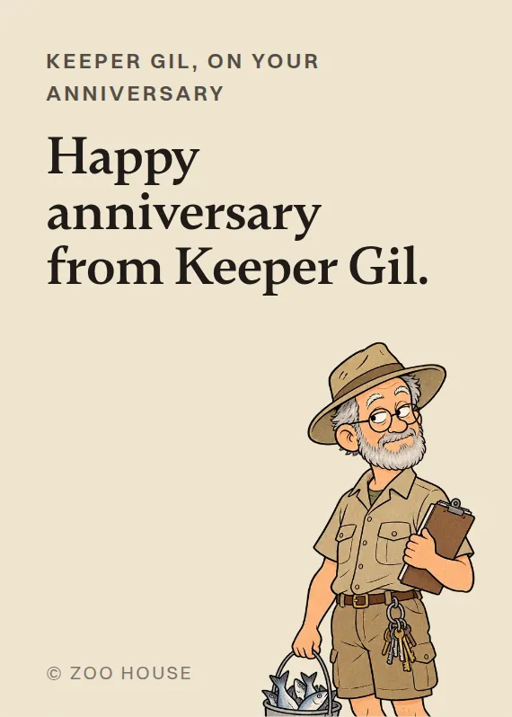 Keeper Gil anniversary card: Happy anniversary from Keeper Gil.