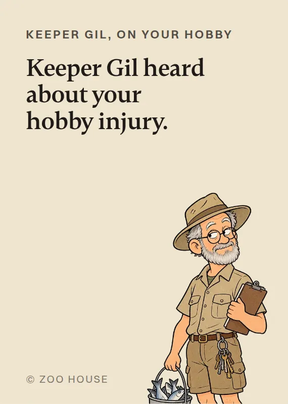 Keeper Gil hurt doing a hobby card: Keeper Gil heard about your hobby injury.