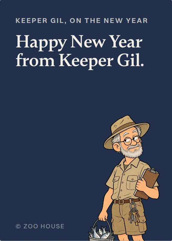 Keeper Gil new year’s day card: Happy New Year from Keeper Gil.