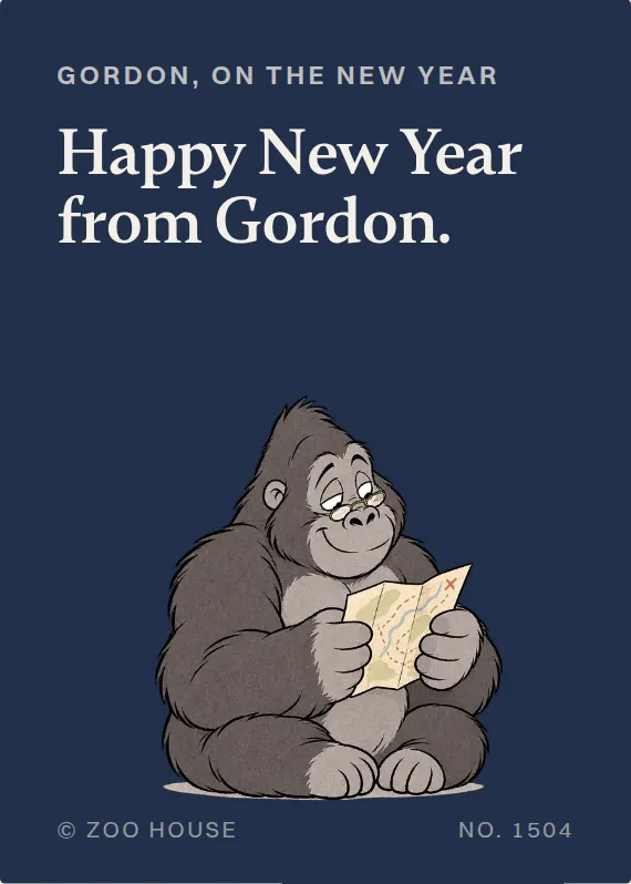 Gordon new year’s day card: Happy New Year from Gordon.