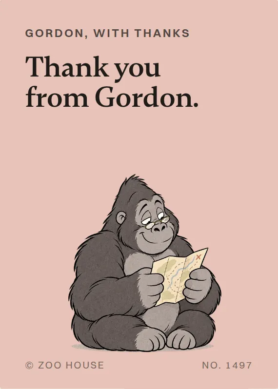 Gordon thank you card: Thank you from Gordon.
