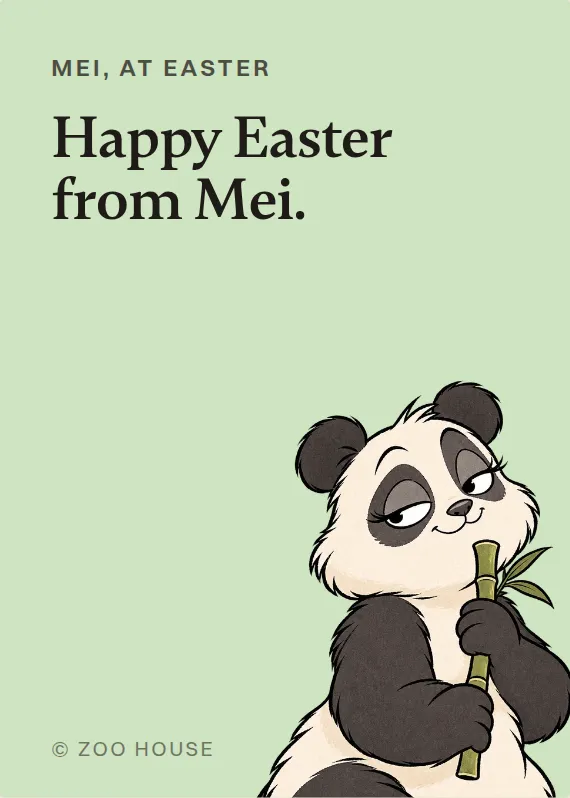 Mei easter card: Happy Easter from Mei.