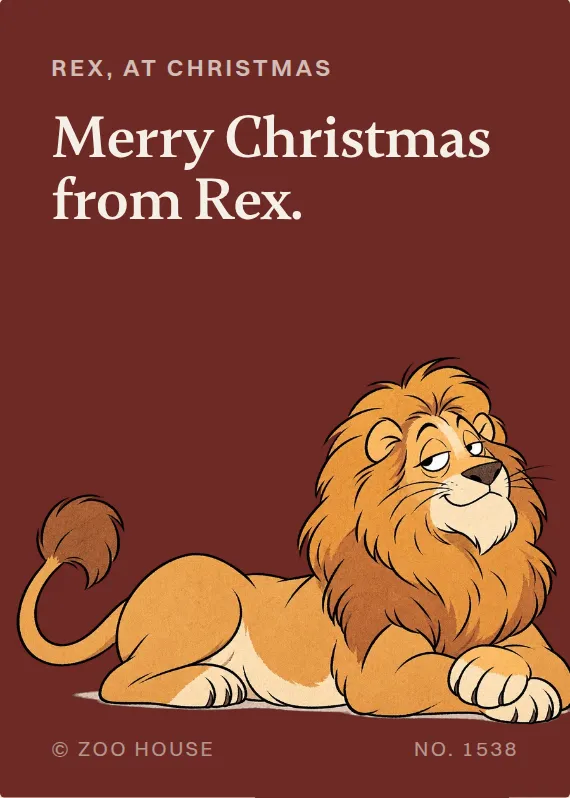 Rex christmas card: Merry Christmas from Rex.