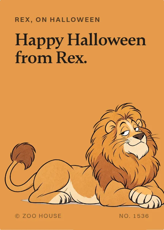 Rex halloween card: Happy Halloween from Rex.