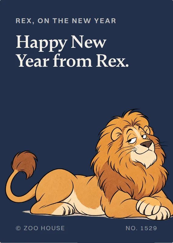Rex new year’s day card: Happy New Year from Rex.