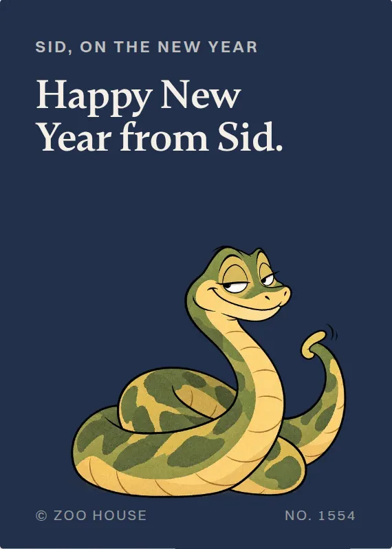 Sid new year’s day card: Happy New Year from Sid.