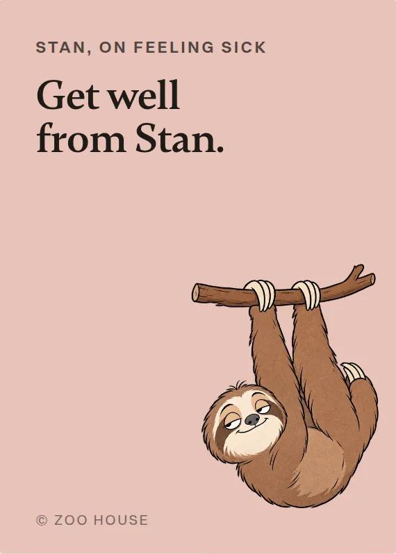 Stan illness card: Get well from Stan.